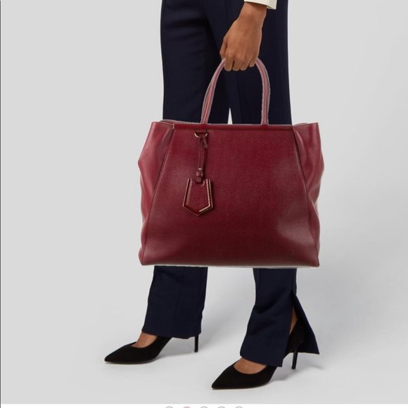 Fendi Medium 2Jours Fuchsia Pink Leather Satchel Tote - Picture 2 of 16